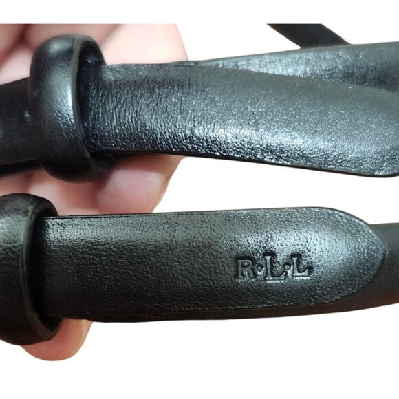 Lauren Ralph Lauren Black Leather Equestrian Bit Chain Belt Silver Hardware XL - Picture 4 of 12